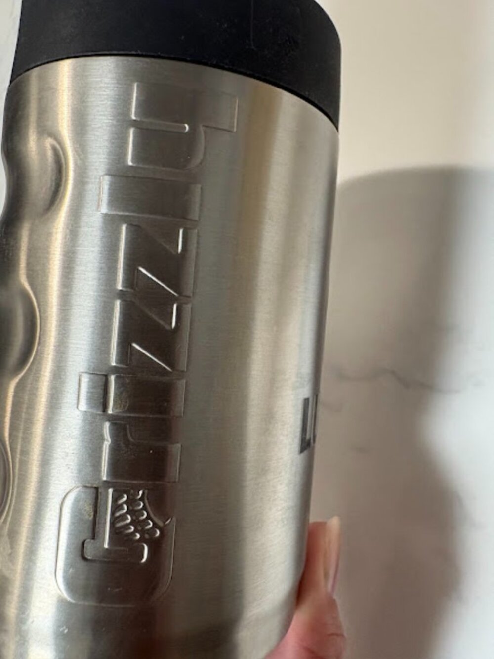 Grizzly Grip Stainless Steel Insulated Can Cooler Silver Black 12 oz